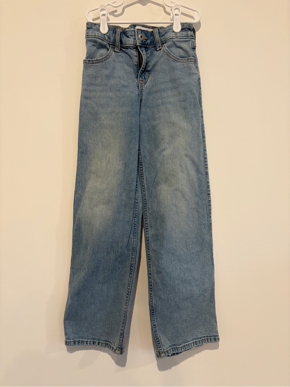 Abercrombie Kids Size 9/10 Long Light Wash High Rise Wide Leg Comfort Jeans